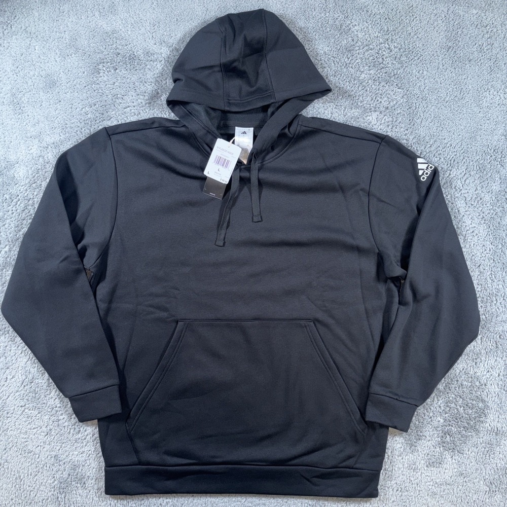 Adidas Mens Fleece Hoodie Sweatshirt Black Size LG